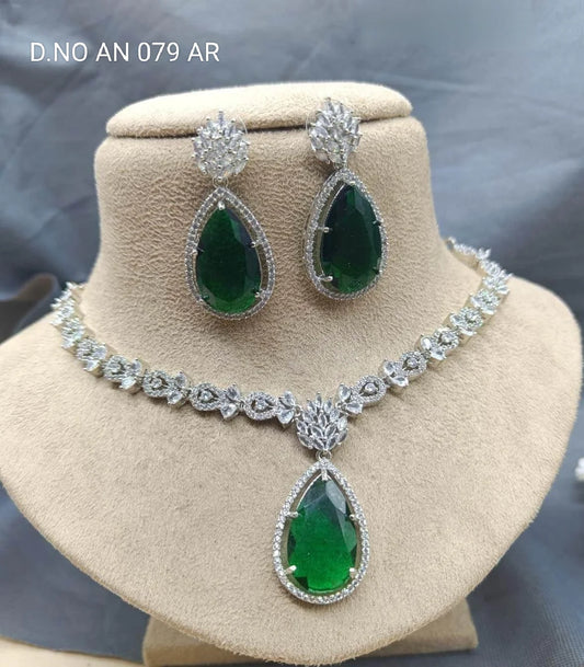 Elegant Green Gemstone Necklace Set Online