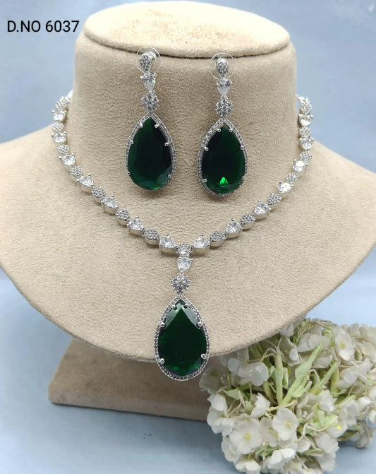 Elegant Green Stone Necklace Set Online Sale