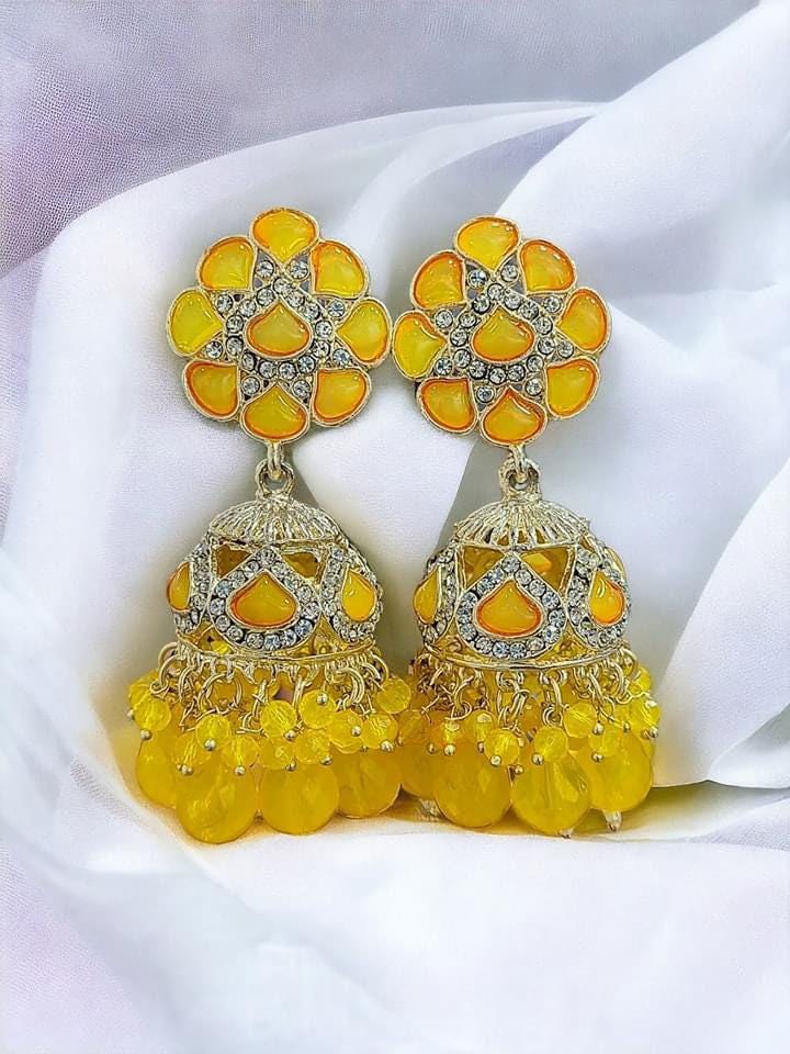 Elegant Jhumka Earrings with Floral Design