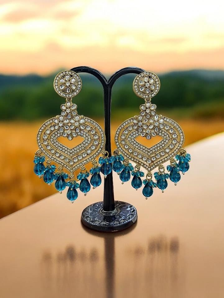 Kundan Chandbali Earrings with Green Beads – Traditional Bridal Ethnic Jewelry