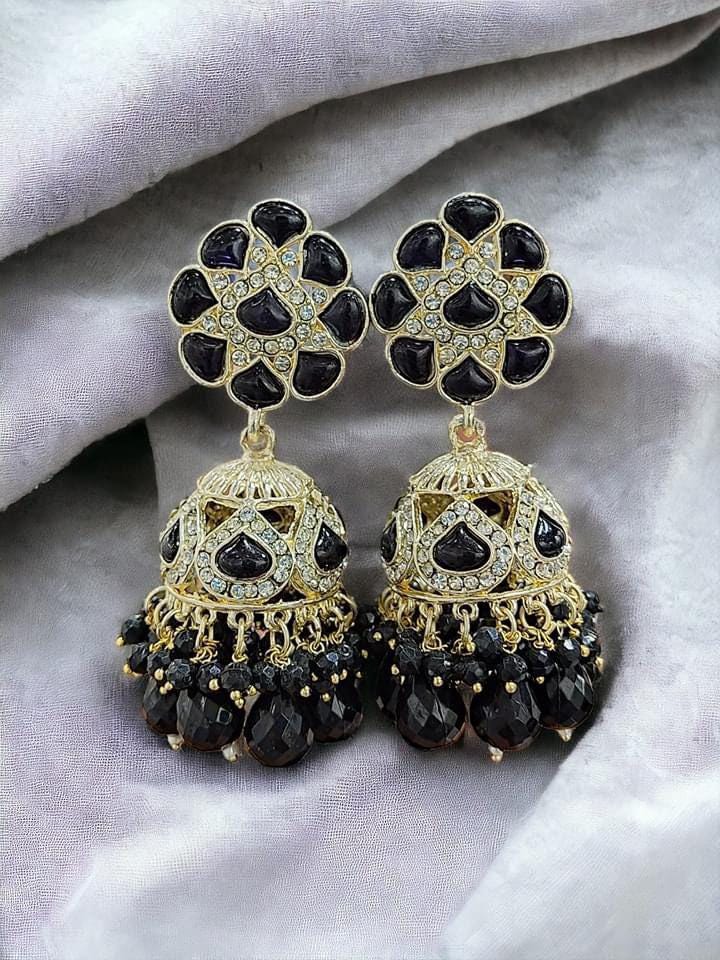 Elegant Jhumka Earrings with Floral Design